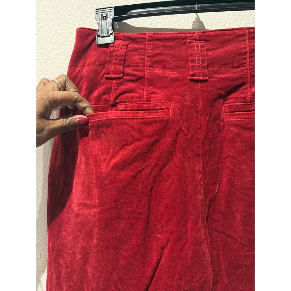 Anthropologie Maeve Red Velvet Pants Size 10 Holiday Party Statement - Picture 7 of 9